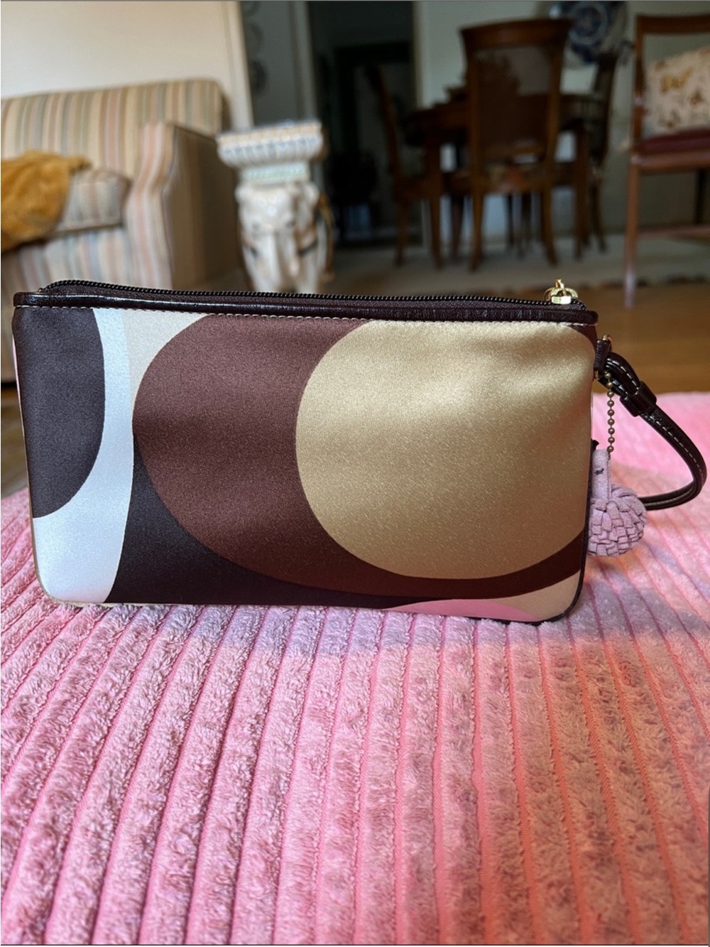 Coach Pink & Olive Signature Wristlet Leatherware 1941 Line - Picture 5 of 15